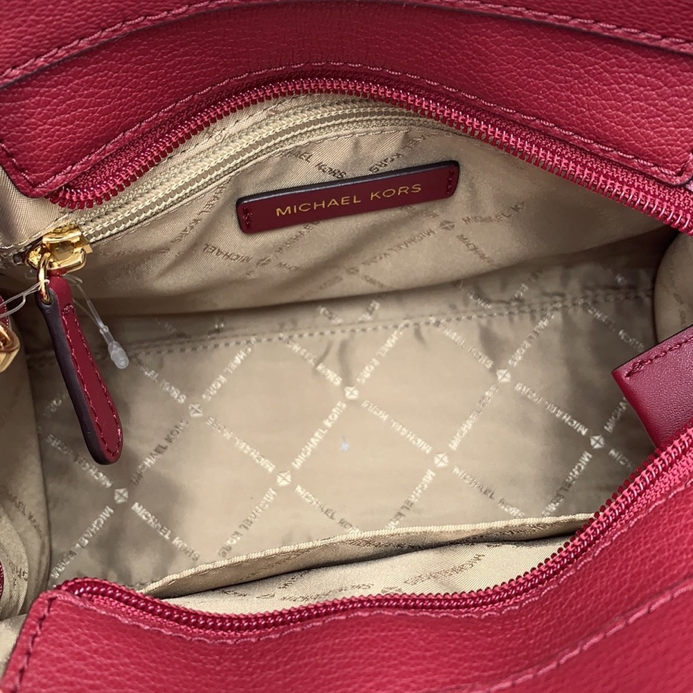 Michael Kors Hamilton Small Satchel Shoulder Crossbody Bag Dark Cherry COLOR - Picture 6 of 16